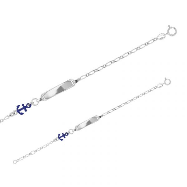 Bracelet Identité Ancre Bleu Marine – Argent 925 Rhodié – Image 2