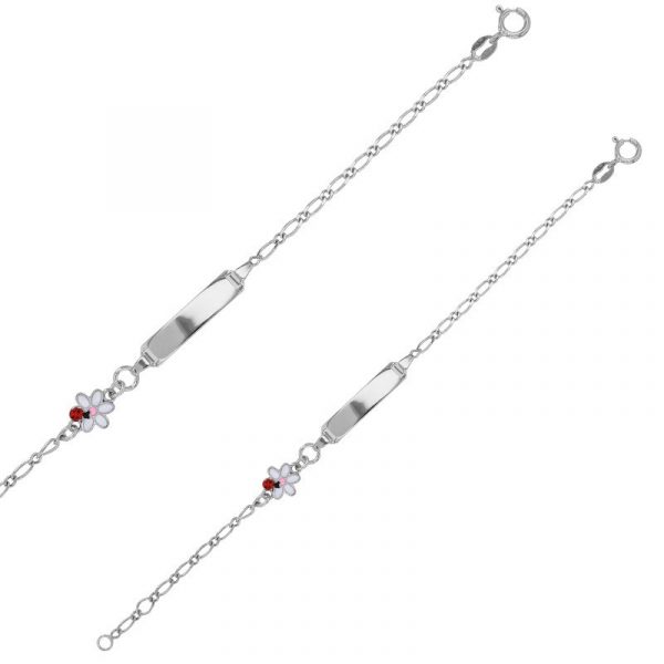 Bracelet Identité Coccinelle sur Fleur blanche– Argent 925 rhodié – Image 2