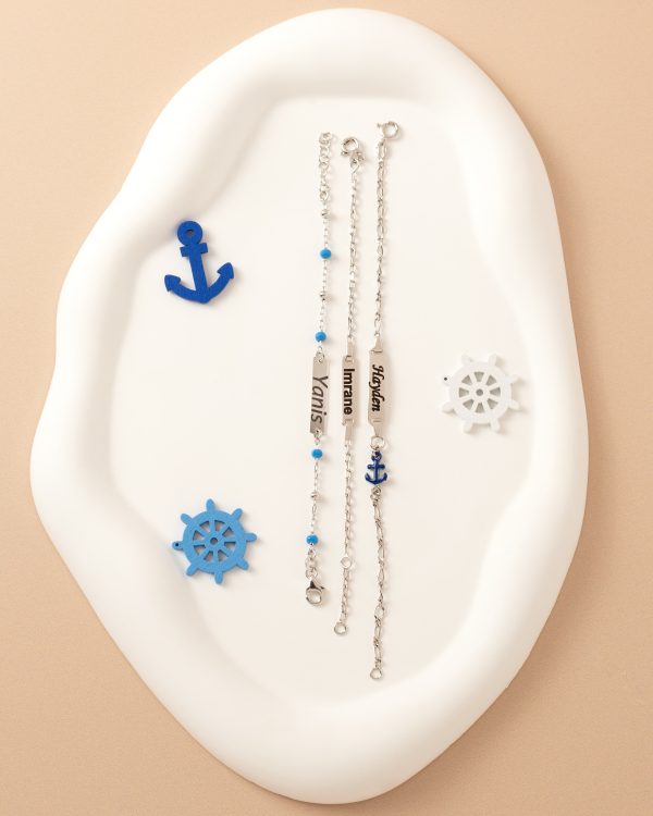 Bracelet Identité Ancre Bleu Marine – Argent 925 Rhodié – Image 3