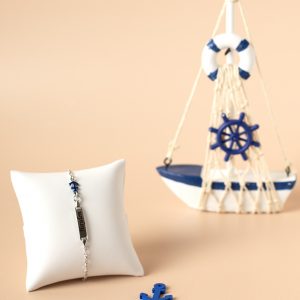 Bracelet Identité Ancre Bleu Marine – Argent 925 Rhodié